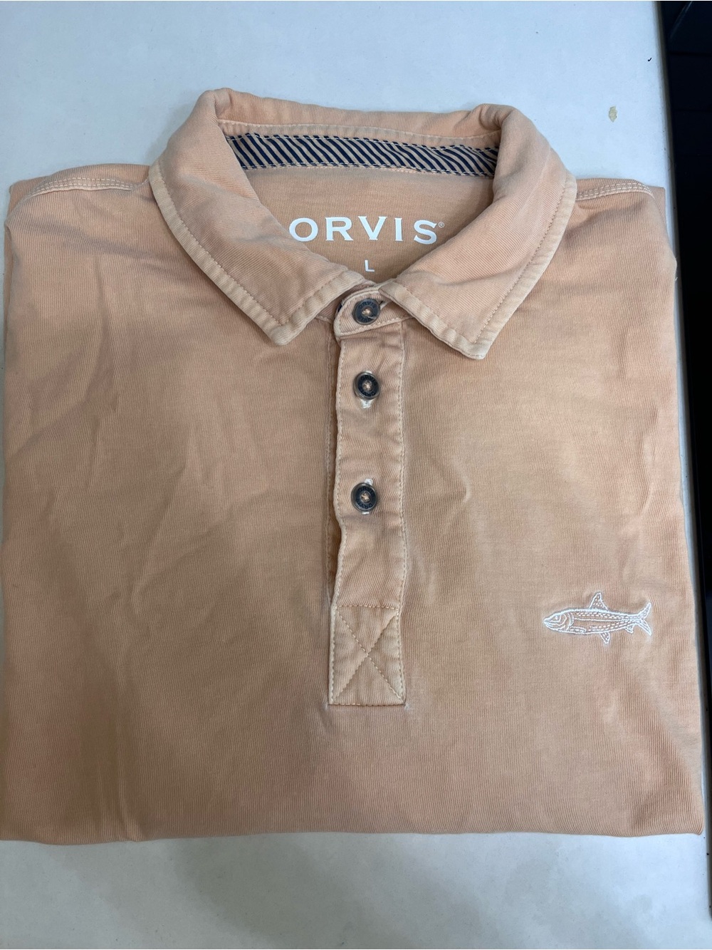 Orvis Men's Polo in Soft Peach-Tan